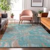 Piper Looms Mayfield Geometric AMF855 Teal Machine Washable Area Rug Lifestyle Image Feature