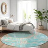 Piper Looms Mayfield Geometric AMF855 Teal Machine Washable Area Rug Round Lifestyle Image Feature