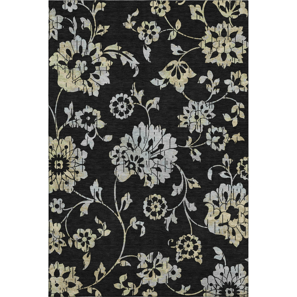 Piper Looms Mayfield Floral AMF856 Black Machine Washable Area Rug main image
