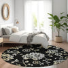 Piper Looms Mayfield Floral AMF856 Black Machine Washable Area Rug Round Lifestyle Image Feature