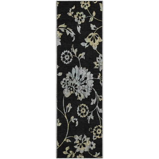 Piper Looms Mayfield Floral AMF856 Black Machine Washable Area Rug Runner Main Image
