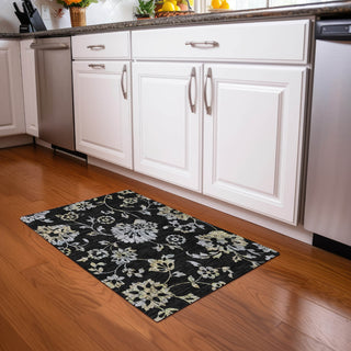 Piper Looms Mayfield Floral AMF856 Black Machine Washable Area Rug Scatter Lifestyle Image Feature
