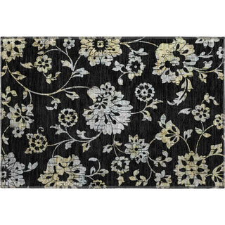Piper Looms Mayfield Floral AMF856 Black Machine Washable Area Rug Scatter Main Image