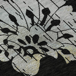 Piper Looms Mayfield Floral AMF856 Black Machine Washable Area Rug Swatch Image