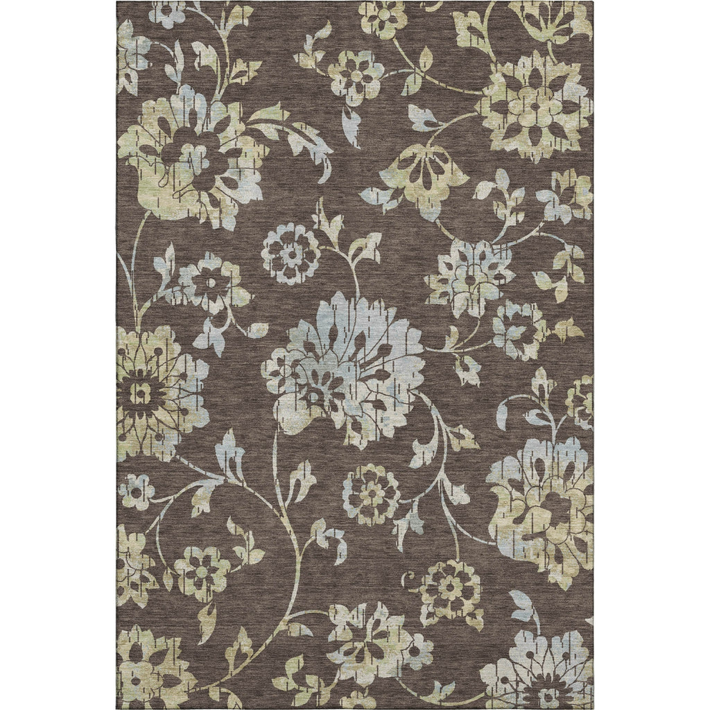 Piper Looms Mayfield Floral AMF856 Chocolate Machine Washable Area Rug main image