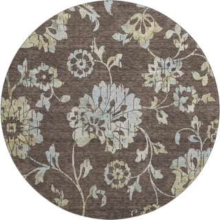 Piper Looms Mayfield Floral AMF856 Chocolate Machine Washable Area Rug Round Main Image