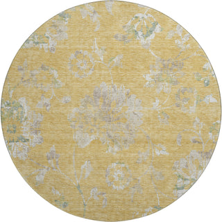 Piper Looms Mayfield Floral AMF856 Gold Machine Washable Area Rug Round Main Image