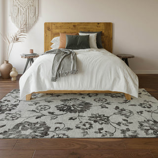 Piper Looms Mayfield Floral AMF856 Gray Machine Washable Area Rug Lifestyle Image Feature