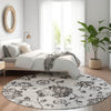 Piper Looms Mayfield Floral AMF856 Gray Machine Washable Area Rug Round Lifestyle Image Feature