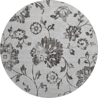 Piper Looms Mayfield Floral AMF856 Gray Machine Washable Area Rug Round Main Image