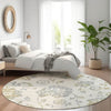 Piper Looms Mayfield Floral AMF856 Ivory Machine Washable Area Rug Round Lifestyle Image Feature
