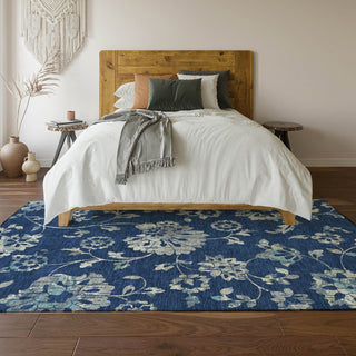 Piper Looms Mayfield Floral AMF856 Navy Machine Washable Area Rug Lifestyle Image Feature