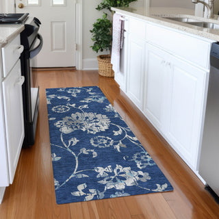 Piper Looms Mayfield Floral AMF856 Navy Machine Washable Area Rug Runner Lifestyle Image Feature