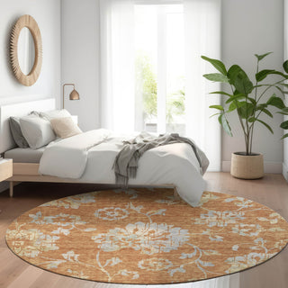 Piper Looms Mayfield Floral AMF856 Paprika Machine Washable Area Rug Round Lifestyle Image Feature