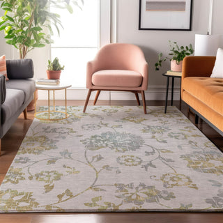 Piper Looms Mayfield Floral AMF856 Silver Machine Washable Area Rug Lifestyle Image Feature