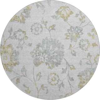 Piper Looms Mayfield Floral AMF856 Silver Machine Washable Area Rug Round Main Image