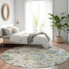 Piper Looms Mayfield Floral AMF856 Taupe Machine Washable Area Rug Round Lifestyle Image Feature