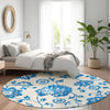 Piper Looms Mayfield Floral AMF856 White Machine Washable Area Rug Round Lifestyle Image Feature