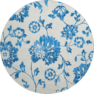 Piper Looms Mayfield Floral AMF856 White Machine Washable Area Rug Round Main Image