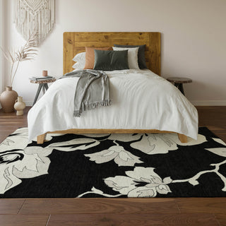 Piper Looms Mayfield Floral AMF857 Black Machine Washable Area Rug Lifestyle Image Feature