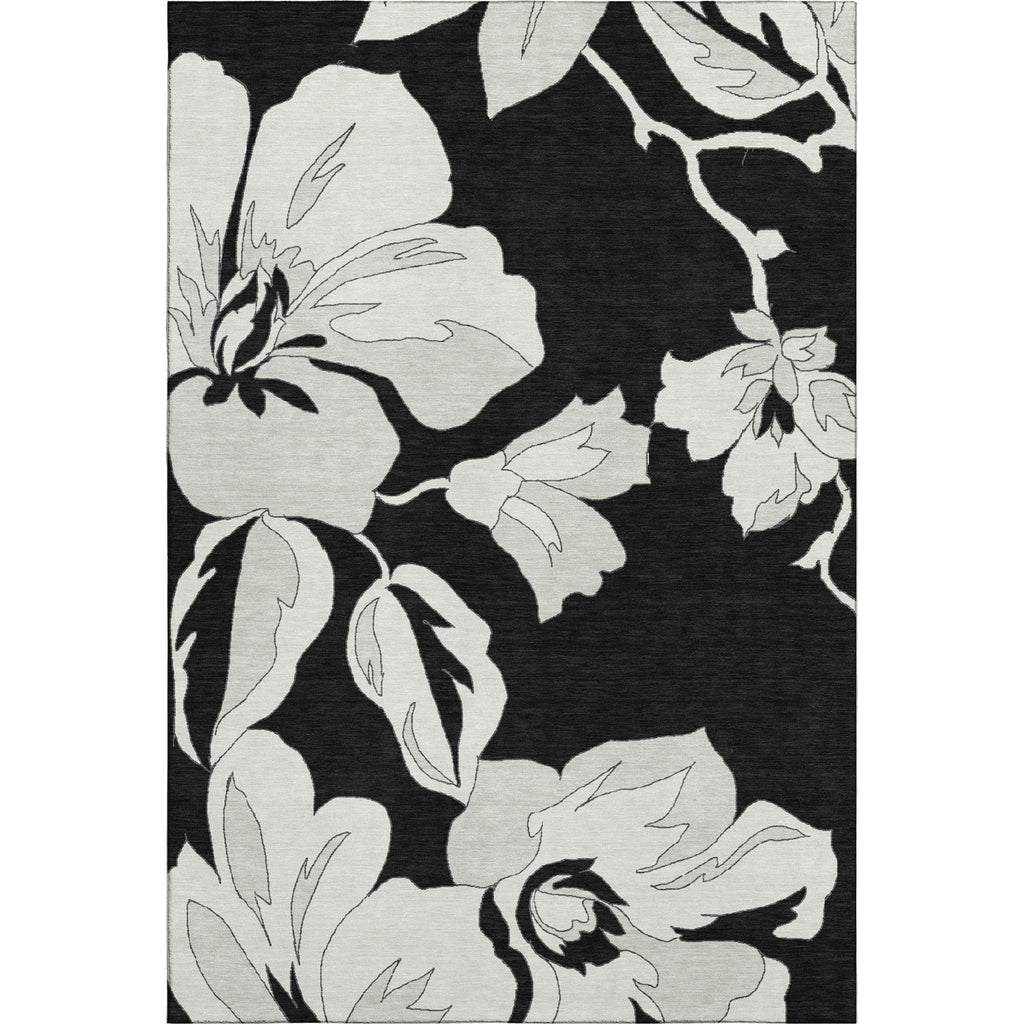 Piper Looms Mayfield Floral AMF857 Black Machine Washable Area Rug main image