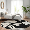 Piper Looms Mayfield Floral AMF857 Black Machine Washable Area Rug Round Lifestyle Image Feature