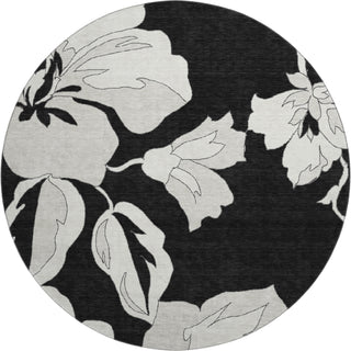 Piper Looms Mayfield Floral AMF857 Black Machine Washable Area Rug Round Main Image
