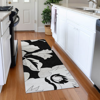 Piper Looms Mayfield Floral AMF857 Black Machine Washable Area Rug Runner Lifestyle Image Feature