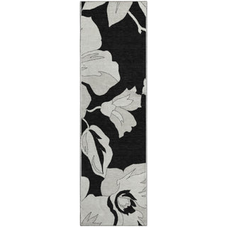 Piper Looms Mayfield Floral AMF857 Black Machine Washable Area Rug Runner Main Image
