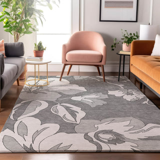Piper Looms Mayfield Floral AMF857 Gray Machine Washable Area Rug Lifestyle Image Feature