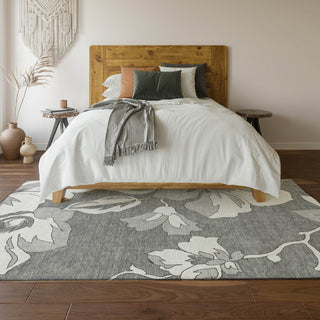 Piper Looms Mayfield Floral AMF857 Gray Machine Washable Area Rug Lifestyle Image Feature