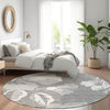 Piper Looms Mayfield Floral AMF857 Gray Machine Washable Area Rug Round Lifestyle Image Feature