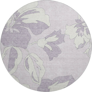 Piper Looms Mayfield Floral AMF857 Lavender Machine Washable Area Rug Round Main Image
