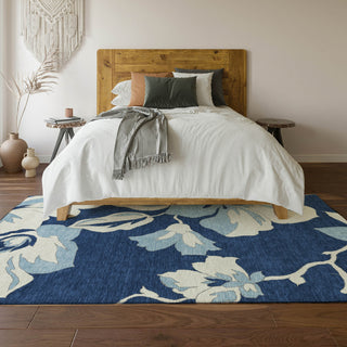 Piper Looms Mayfield Floral AMF857 Navy Machine Washable Area Rug Lifestyle Image Feature
