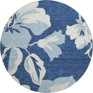 Piper Looms Mayfield Floral AMF857 Navy Machine Washable Area Rug Round Main Image