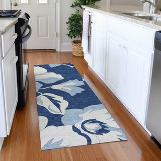 Piper Looms Mayfield Floral AMF857 Navy Machine Washable Area Rug Runner Lifestyle Image Feature