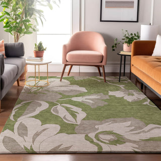 Piper Looms Mayfield Floral AMF857 Olive Machine Washable Area Rug Lifestyle Image Feature