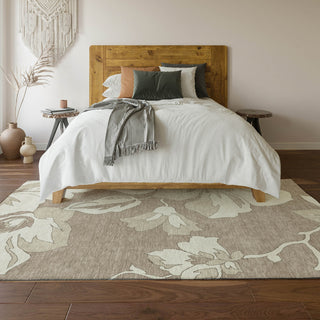 Piper Looms Mayfield Floral AMF857 Taupe Machine Washable Area Rug Lifestyle Image Feature