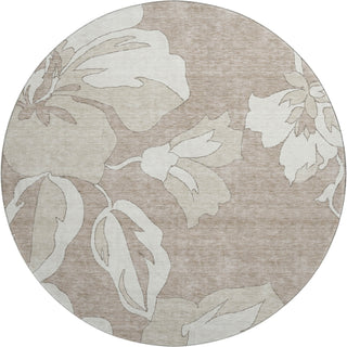 Piper Looms Mayfield Floral AMF857 Taupe Machine Washable Area Rug Round Main Image