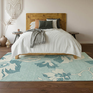 Piper Looms Mayfield Floral AMF857 Teal Machine Washable Area Rug Lifestyle Image Feature