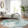 Piper Looms Mayfield Floral AMF857 Teal Machine Washable Area Rug Round Lifestyle Image Feature