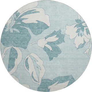 Piper Looms Mayfield Floral AMF857 Teal Machine Washable Area Rug Round Main Image