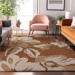 Piper Looms Mayfield Floral AMF857 Terracotta Machine Washable Area Rug Lifestyle Image Feature