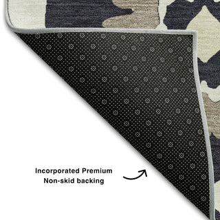 Piper Looms Mayfield Medallions AMF858 Black Machine Washable Area Rug Backing Image