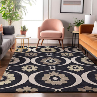 Piper Looms Mayfield Medallions AMF858 Black Machine Washable Area Rug Lifestyle Image Feature