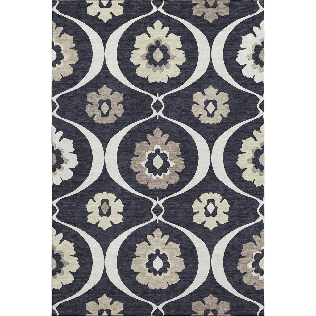 Piper Looms Mayfield Medallions AMF858 Black Machine Washable Area Rug main image