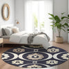 Piper Looms Mayfield Medallions AMF858 Black Machine Washable Area Rug Round Lifestyle Image Feature