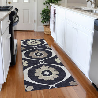 Piper Looms Mayfield Medallions AMF858 Black Machine Washable Area Rug Runner Lifestyle Image Feature
