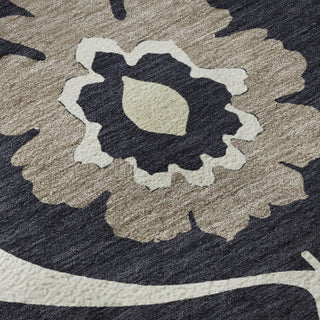 Piper Looms Mayfield Medallions AMF858 Black Machine Washable Area Rug Swatch Image