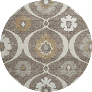 Piper Looms Mayfield Medallions AMF858 Brown Machine Washable Area Rug Round Main Image